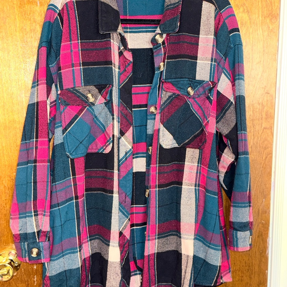 BloomChic Multicolor Plaid Button-Down Shirt - image 3